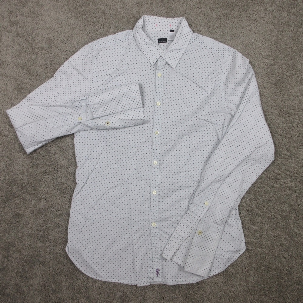 Paul Smith Shirt Mens Large Geometric French Cuff Extra Slim Dress Button Up